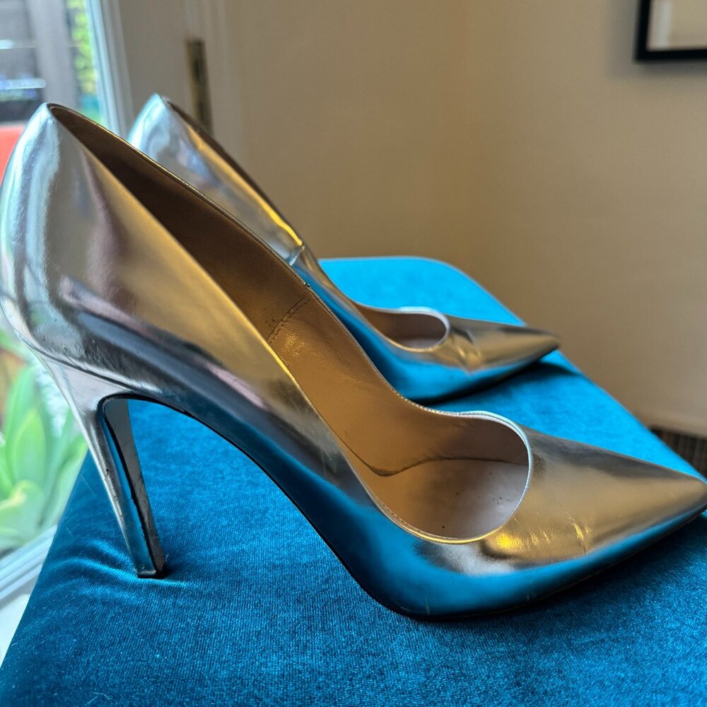 Barneys New York Chrome Silver Stilettos